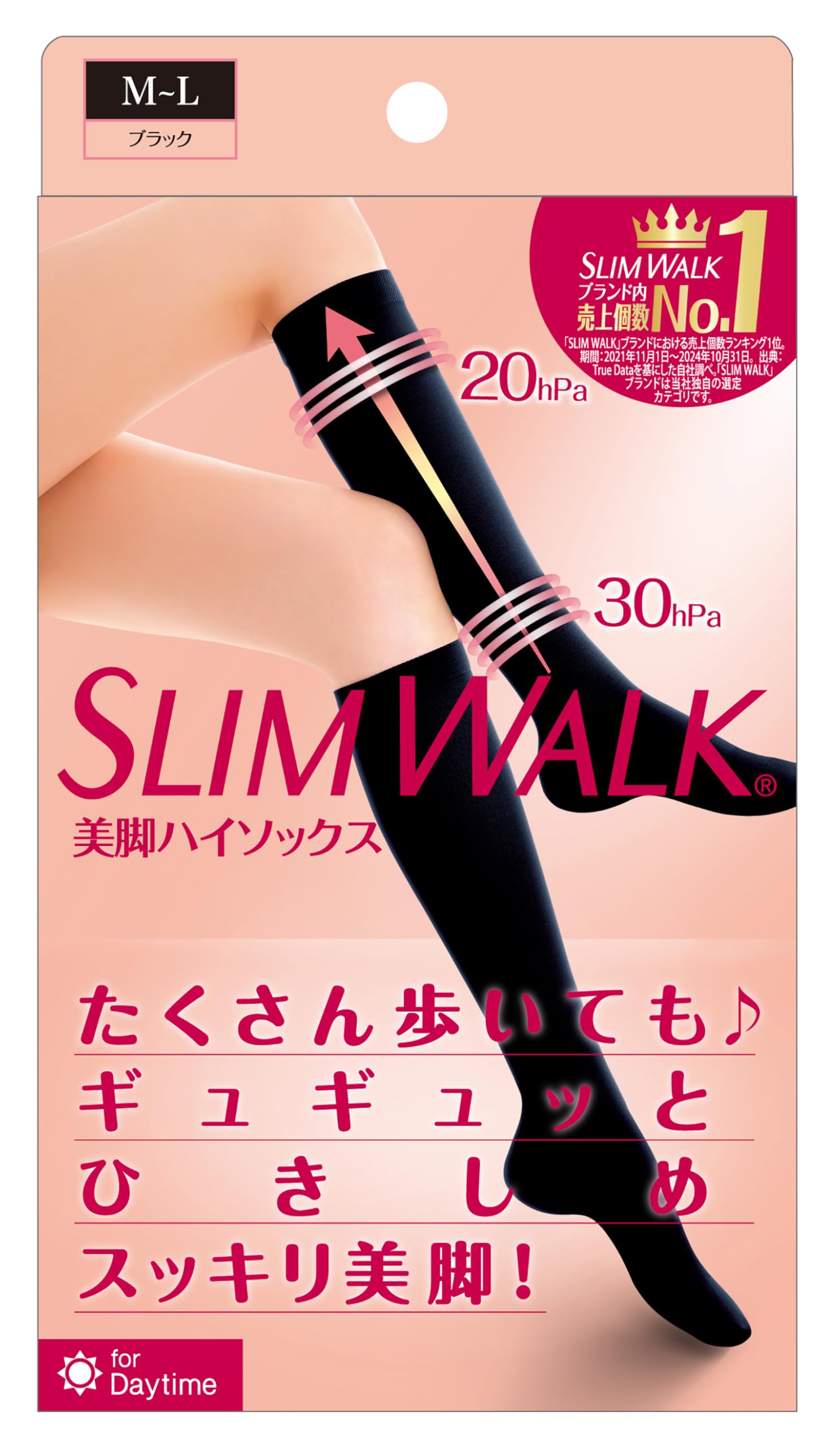 Amazon.co.jp: スリムウォーク 着圧ソックス 美脚 ハイソックス M-L