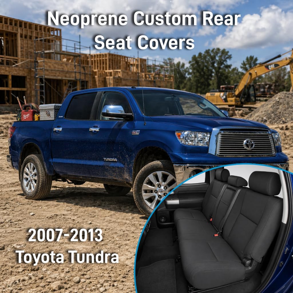 Holda Custom Seat Covers Compatible with 2007-2013 Toyota Tundra, CR-Grade Neoprene - Rear 60/40 Split Seats, Water-Resistant Wetsuit Material, Precision Fit, Black