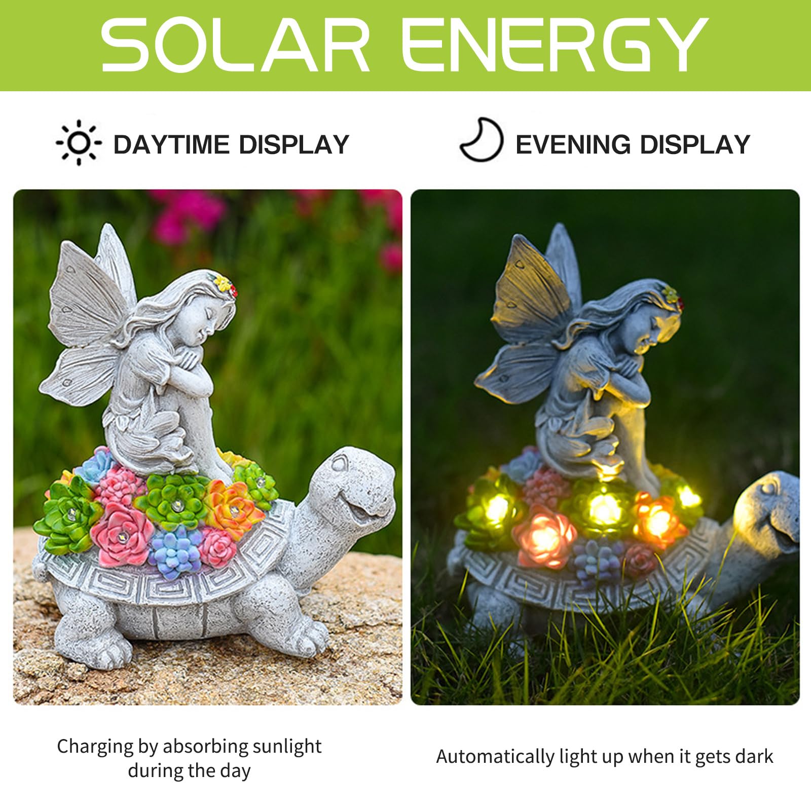 Statua Angelo Da Giardino A Energia Solare DAZZTIME - Decorazione LED Impermeabile Per Esterni, Balconi E Terrazzi - Foto 5