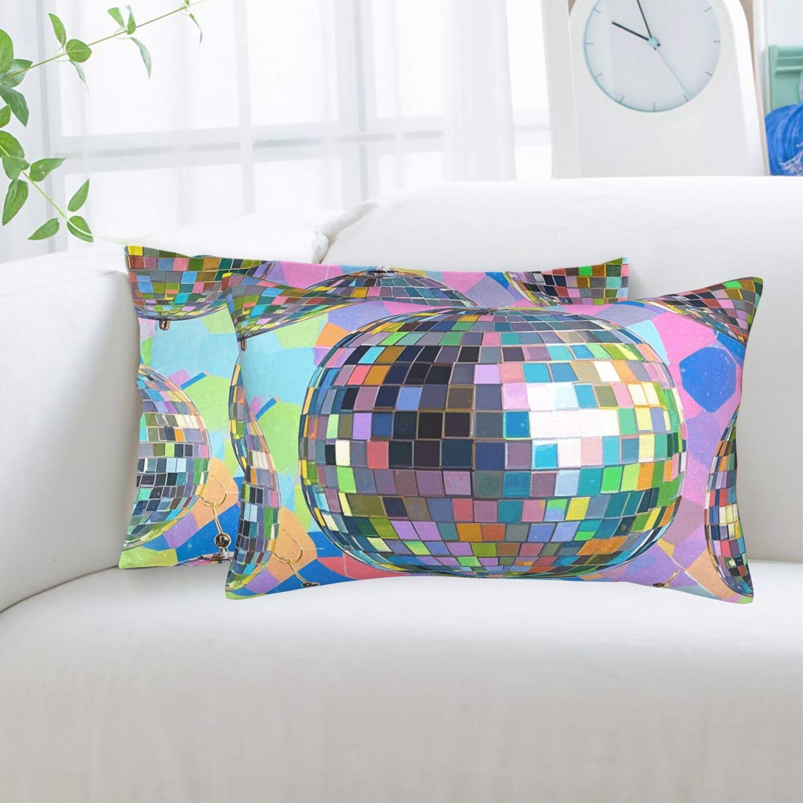 Housses de coussin doux avec fermeture éclair invisible motif disco lit canapé