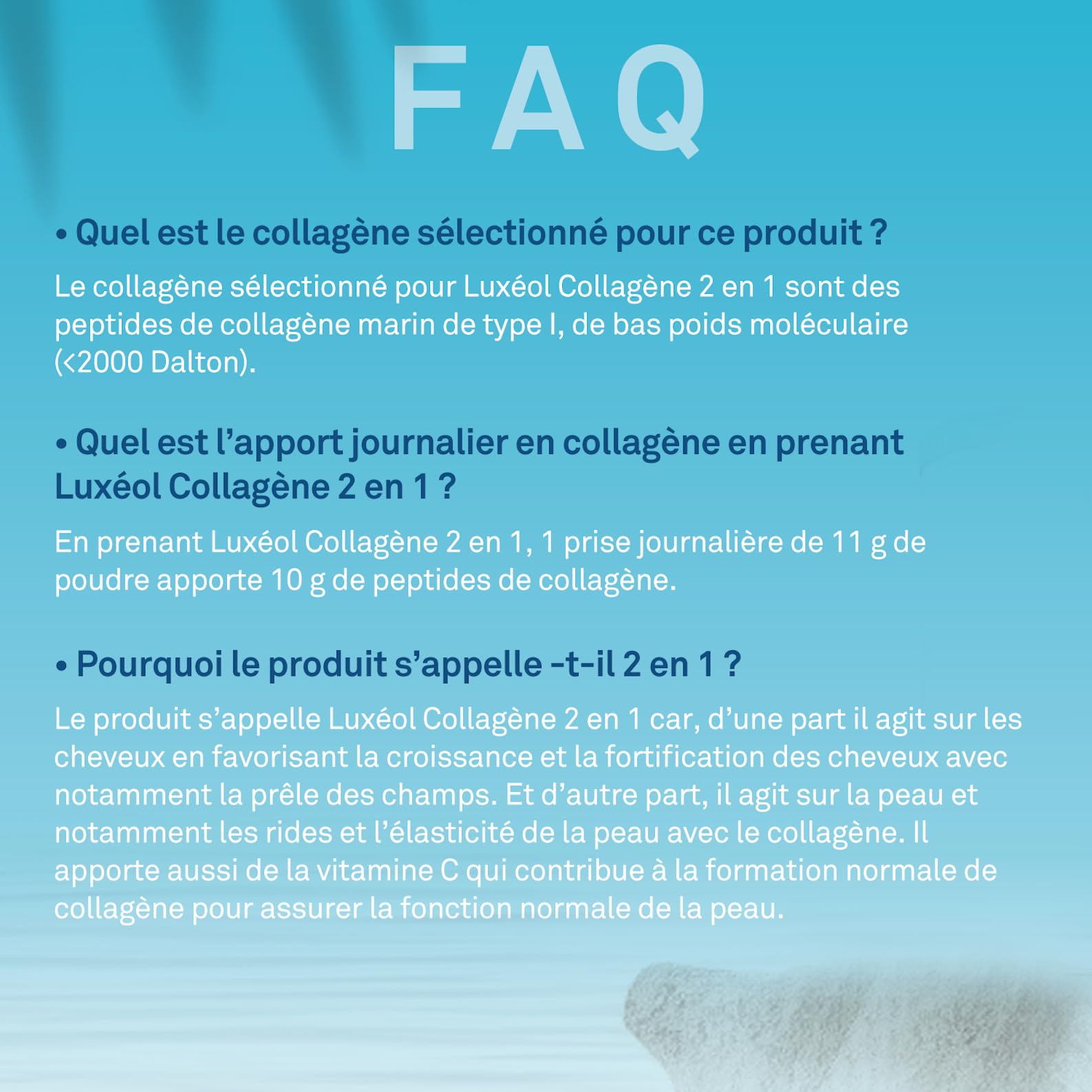 Luxéol - Collagène 2 en 1 - Complément Alimentaire - Croissance(1) & Fortification(1)(2) - Rides(3) & Elasticité(3) - 10 g Collagène Marin Type l + Acide Hyaluronique + coQ10-275 g (Programme 25 j)