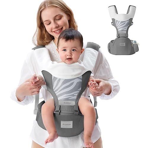 Portabebés para recién nacidos a niños pequeños, portabebés con asiento de cadera, (posición ergonómica M) para bebés de 3 a 36 meses, formas de