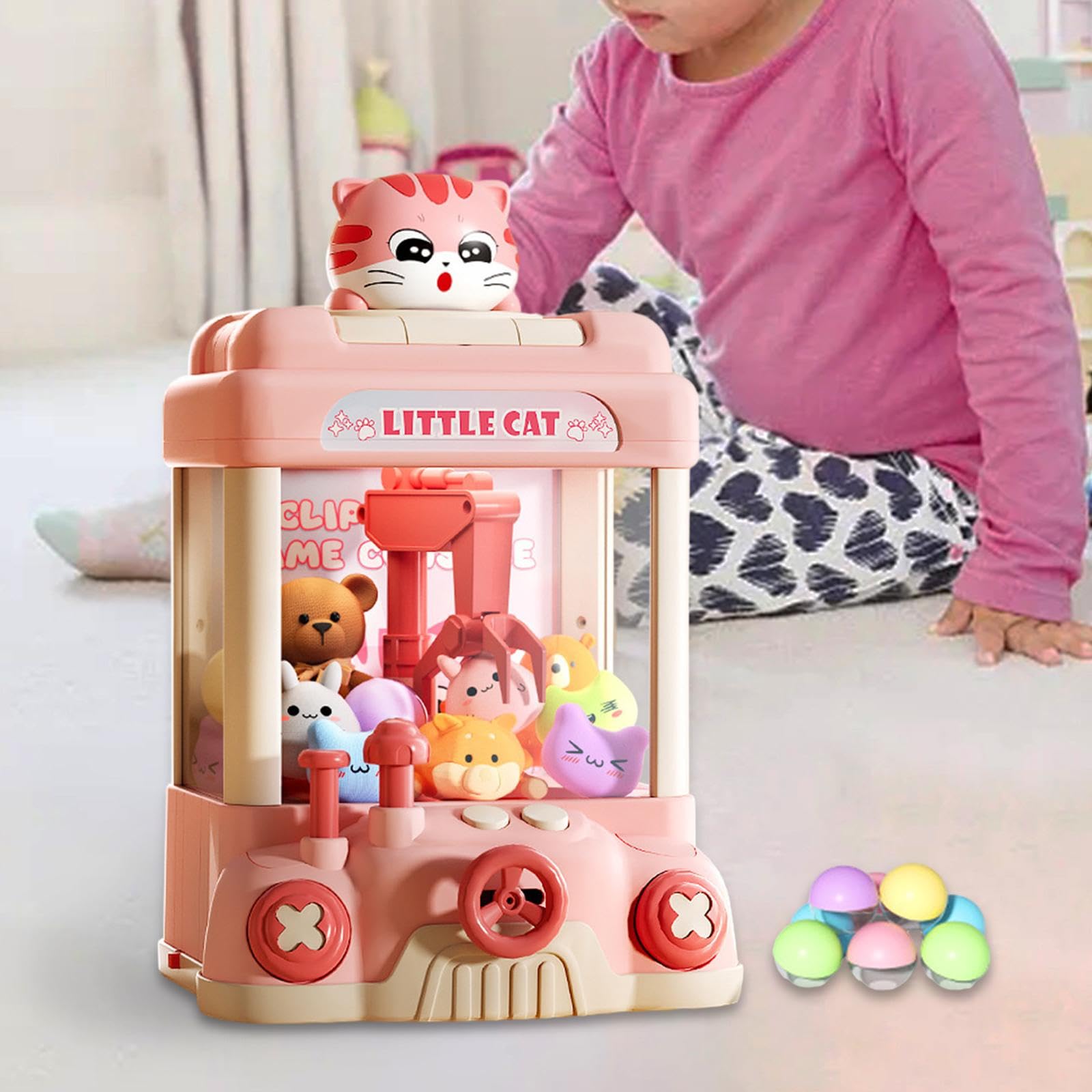 1 Pezzo Macchina Artiglio Distributore Mini Gioco Elettronico Arcade Bambini con Luci Suoni per attività Interattive Adatto a Compleanno, Rosa