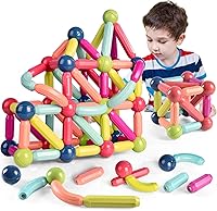 Vista 1 de Contixo ST2 Kids Magnetic Stix Stick 68 piezas de bloques de construcción 3D STEM Construcción, Tableros de juego creatividad, imaginación
