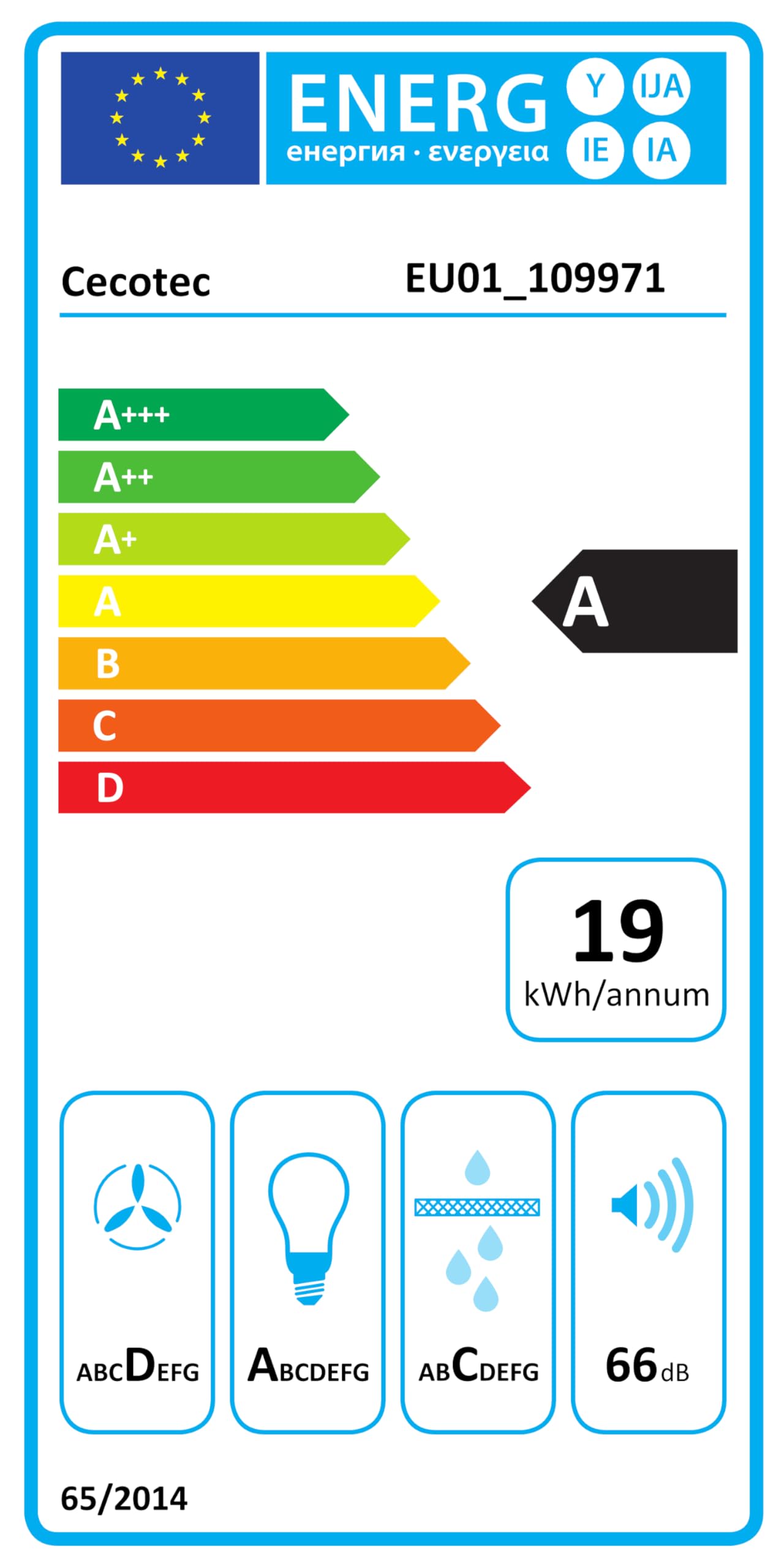 Cecotec Hotte Aspirante Conventionnelle 60 cm Bolero Flux CM 602100 Black A. Finition Peinte Noire, Aspiration 228 m³/h, 3 Vitesses, Filtre en Aluminium, Classe A, Moteur BLDC et Lumière LED