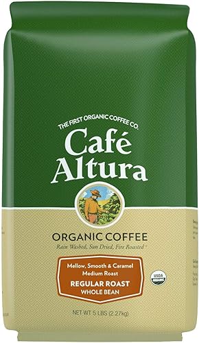 Cafe Altura Café orgánico de grano entero tostado regular el embalaje puede variar