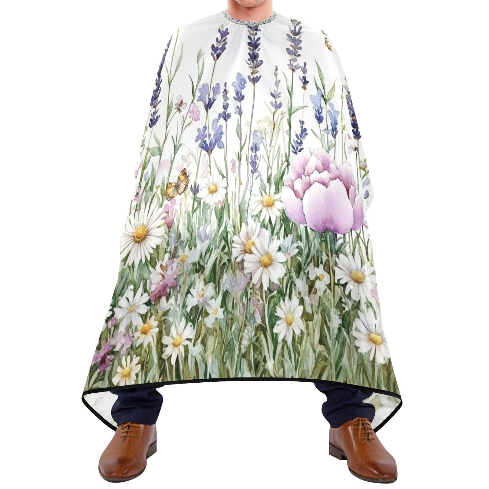 Kigai Hair Cutting Cape for Men & Women Butterfly Wildflowers Waterproof Barber Cape Professional Hairdressing Salon Styling Cape with Adjustable Closure Snap