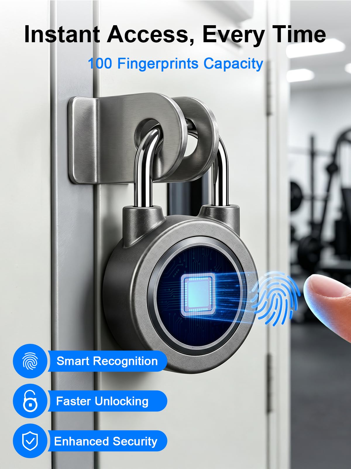 Cerradura biométrica de huellas dactilares para casillero, candado inteligente Bluetooth, cerradura impermeable recargable para taquilla de gimnasio, taquilla escolar, puerta, valla