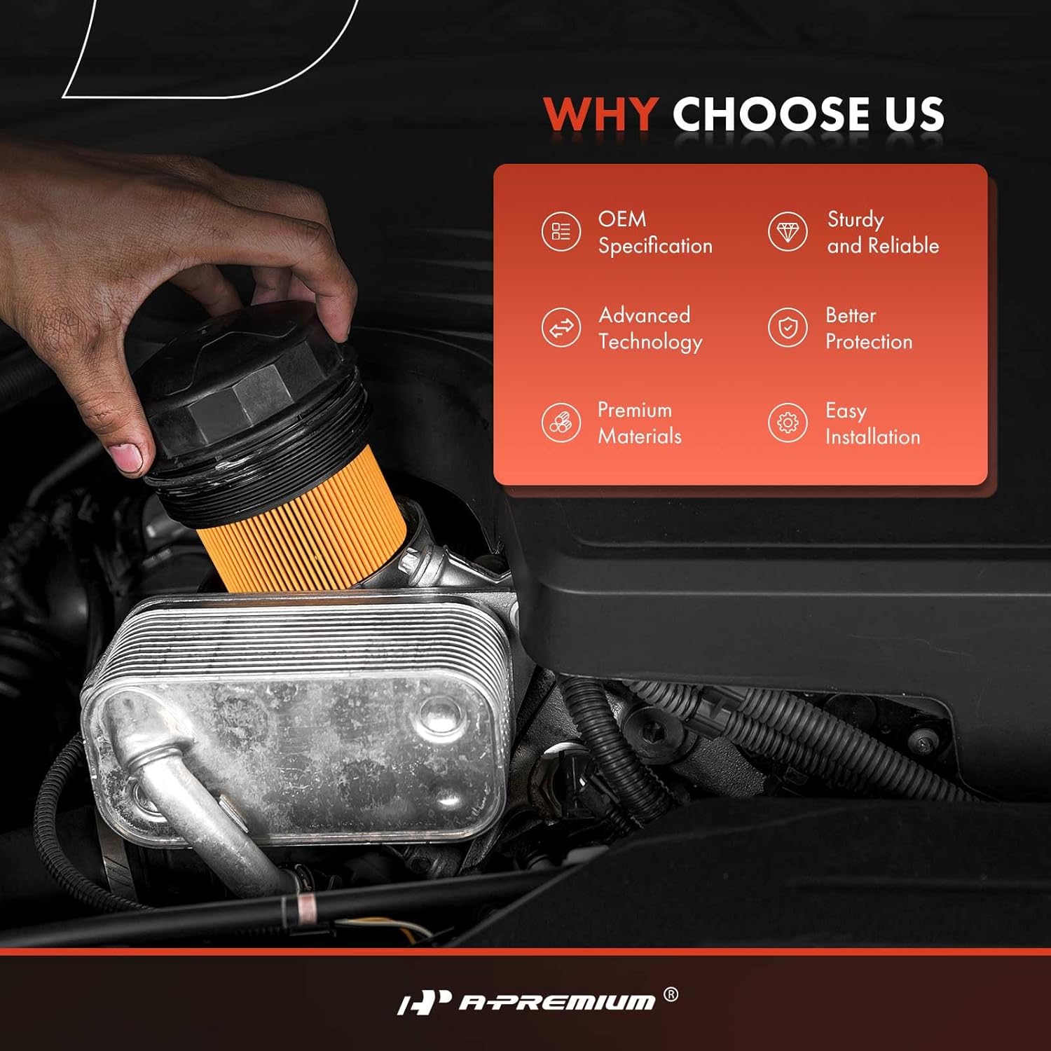 A-Premium Engine Oil Filter Housing Cap Cover Compatible with Volkswagen Jetta 2005-2018, Passat 2012-2018, Golf 2010-2014, Beetle 2006-2010 2012-2019, Rabbit 2006-2009 & Audi RS3, TT RS Quattro, 2.5L