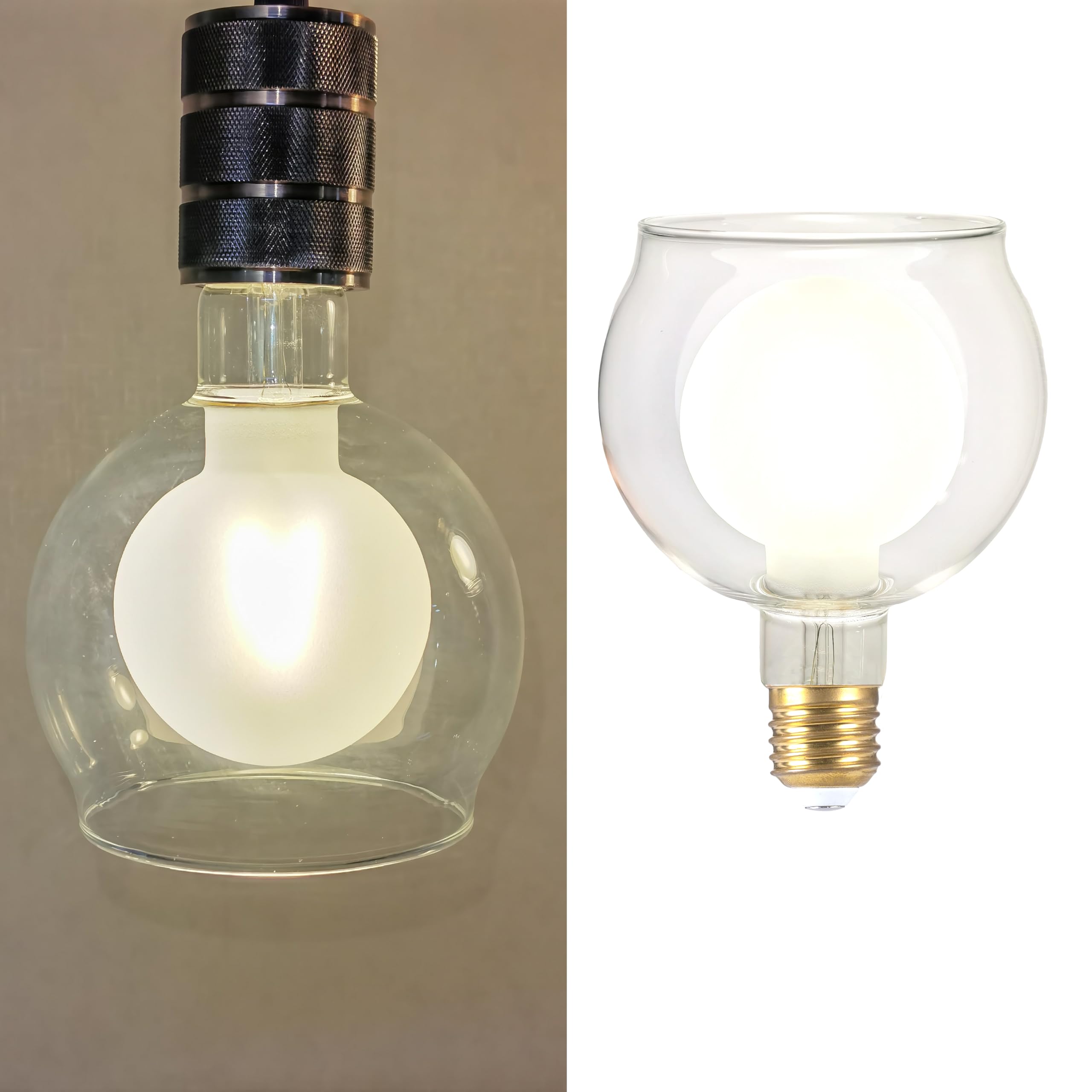 SD LUX Large Globe Vintage LED Light Bulb 6W 250LM(Equl.40W), Dimmable Oversized Giant Decorative Edison Bulb Smoke Glass for Pedant Lighting or Floor Lamp, E26 Warm White, 1 Pack (Frosted, 1 Pack)