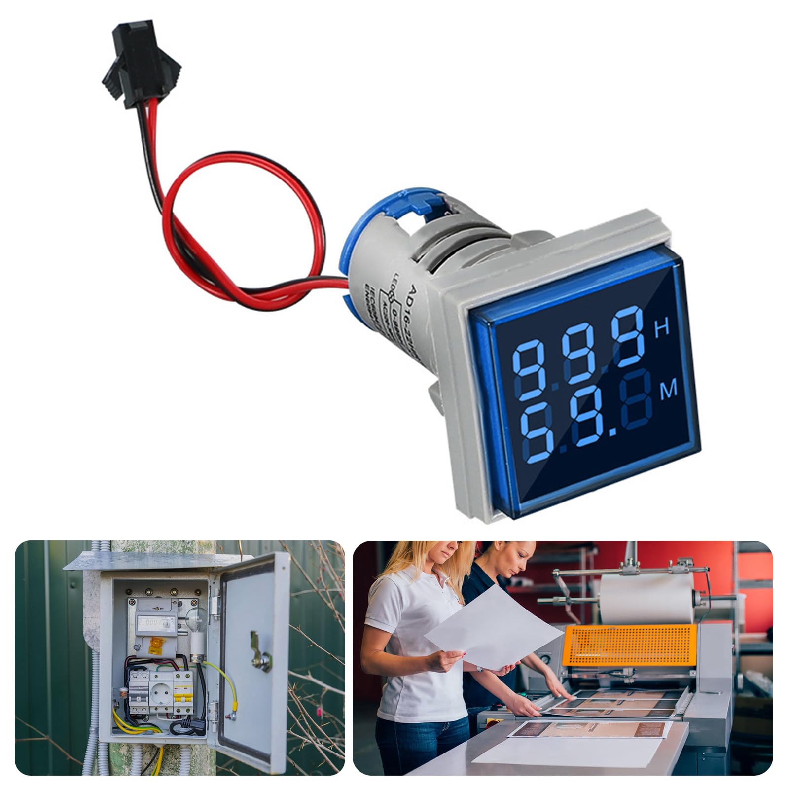 High Accuracy Two Display Timer Small LED Hour Meter with Flame Retardant Casing Simple to Operate for Industrial Use
