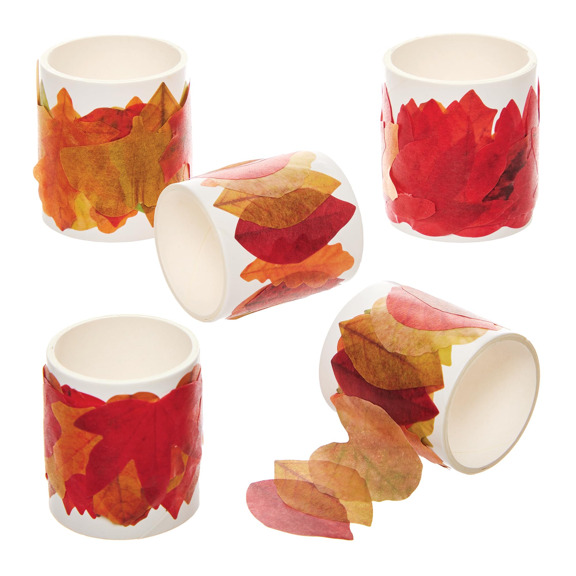 Baker Ross FN301 Autumn Leaves Self-Adhesive Paper Craft Tapes - Pack of 5, Autumn Arts and Crafts Supplies