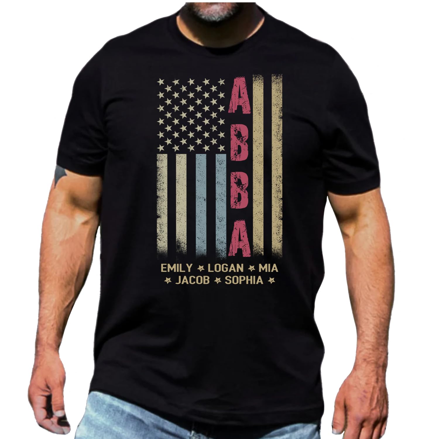 GRS Helmets Personalized US American Flag Shirt Gifts for Abba, Fathers Day Shirt for Men, Abba T Shirt, Abba Gifts from Kid,Flag US of America Shirt