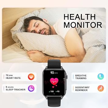 Smart Watch for Women Men, 1.96 HD Full Touch Bluetooth Calling, Fitness Smartwatch with 8 RGB LED Flashlights, 100+ Sports Modes, Heart Rate & Sleep Tracking IP67 Waterproof for Android iPhone
