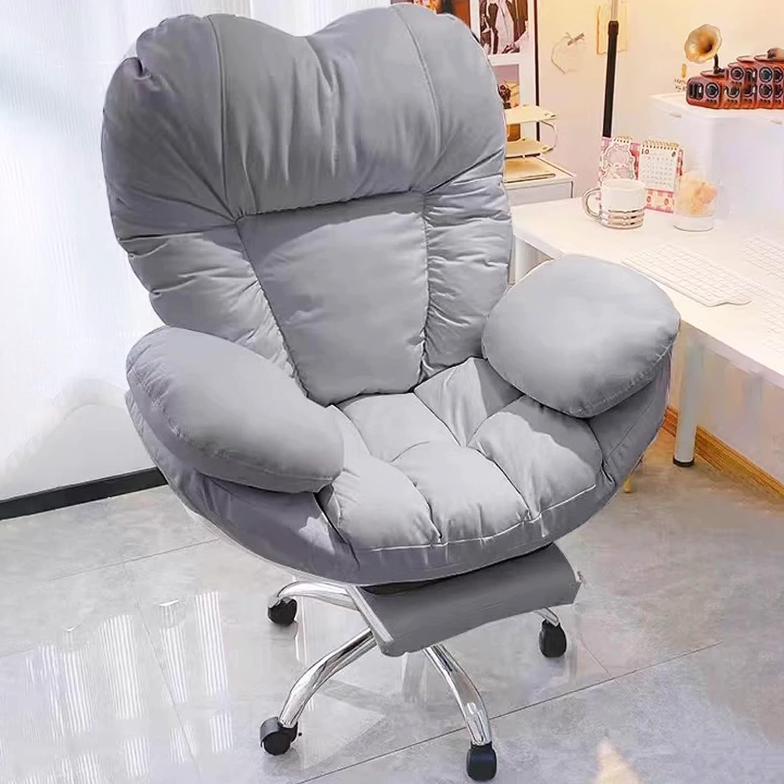 Lazy sofa Office Desk Chair, Big and Tall Executive Office Chair with Foot Rest and Lumbar Support, High Back Leather Swivel chair Home Office Armchair for Adult Working Study 1 C