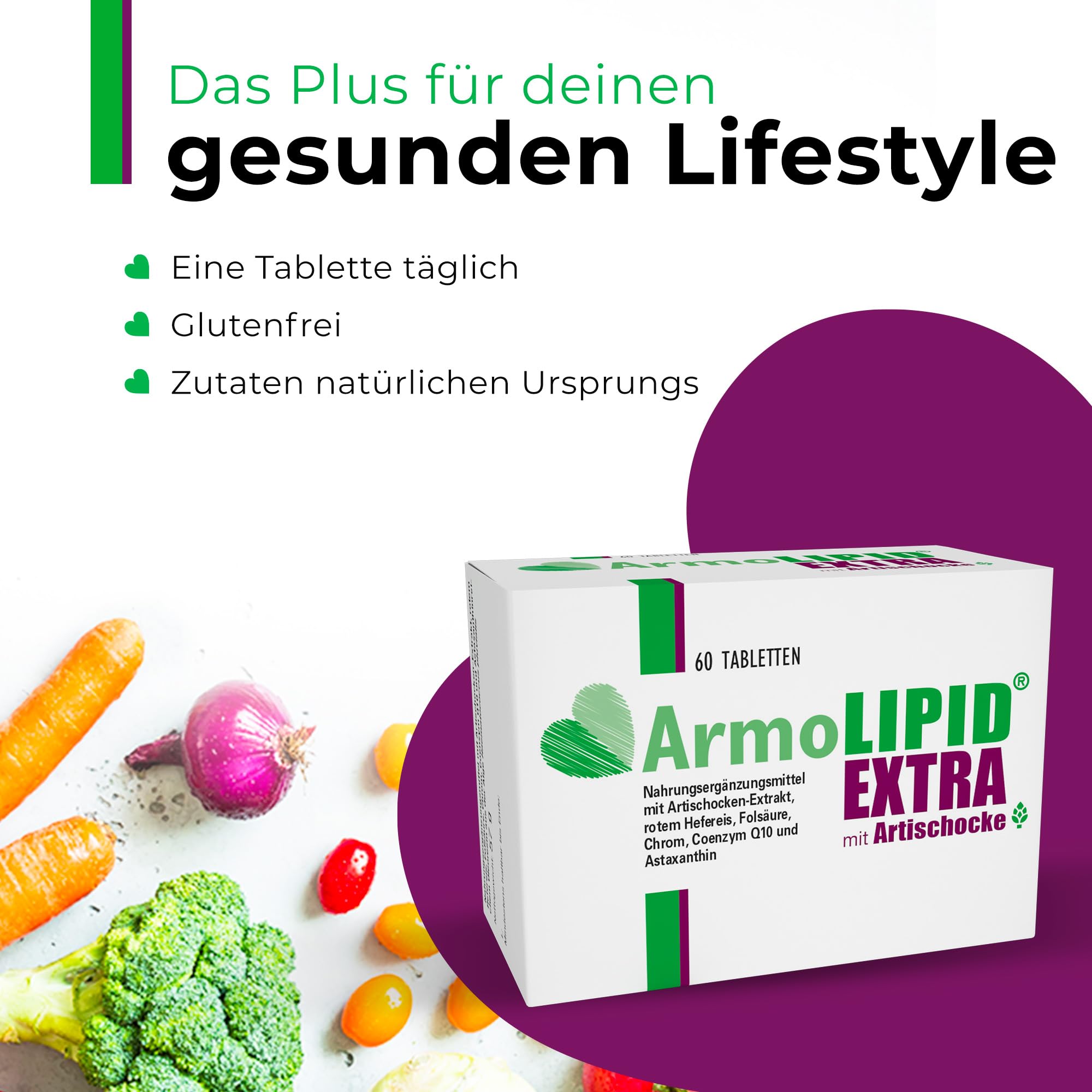 ArmoLIPID® EXTRA - Nahrungsergänzungsmittel mit Artischocken-Extrakt, rotem Hefereis, Folsäure, Chrom, Coenzym Q10 und Astaxanthin - 60 Tabletten