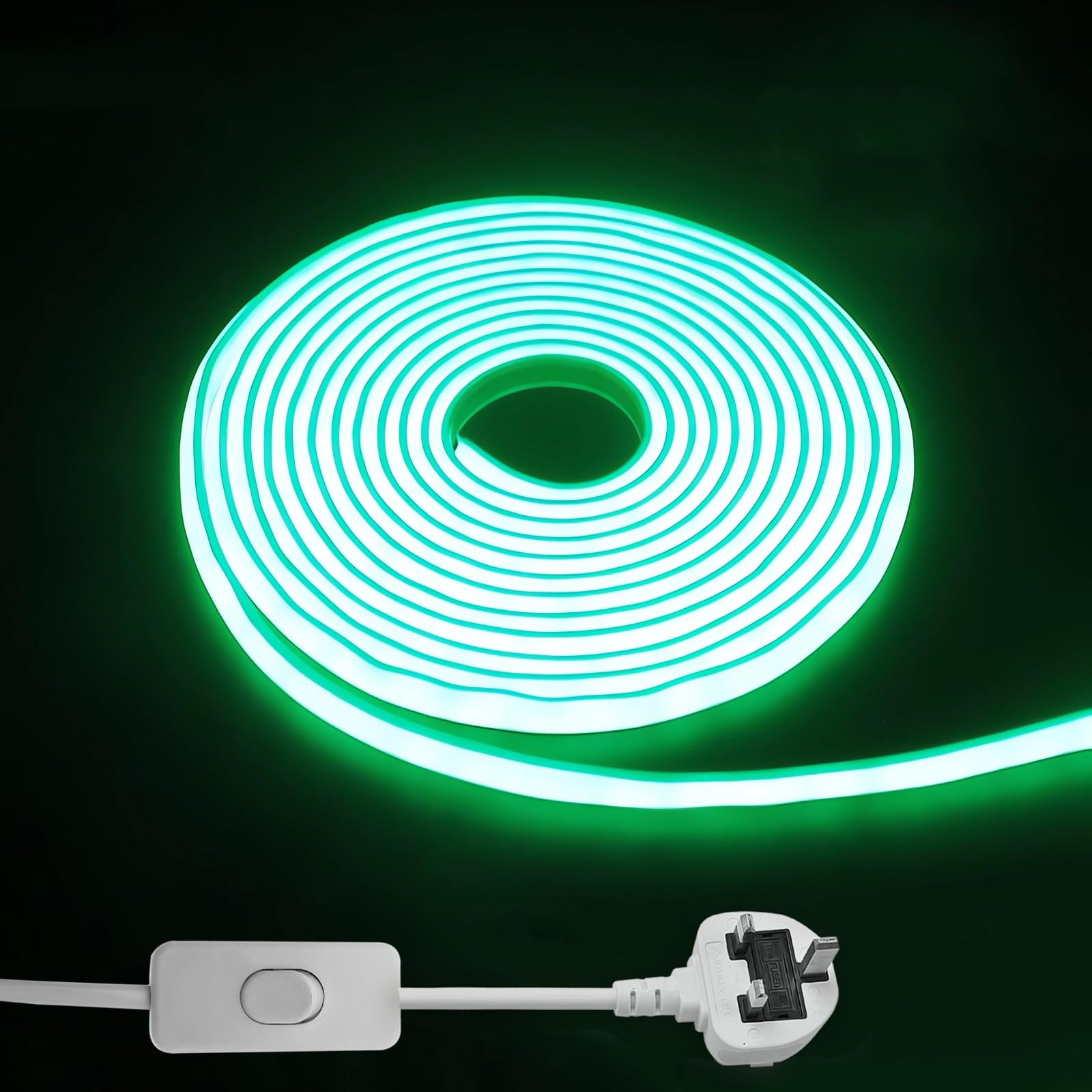STHomedeco IP65 Waterproof LED Strip Light, 220V Outdoor Flexible COB Light Strip with Adhesive Backing, Illumination for Indoor and Outdoor Decoration (Green, LED Strip Light 3m)