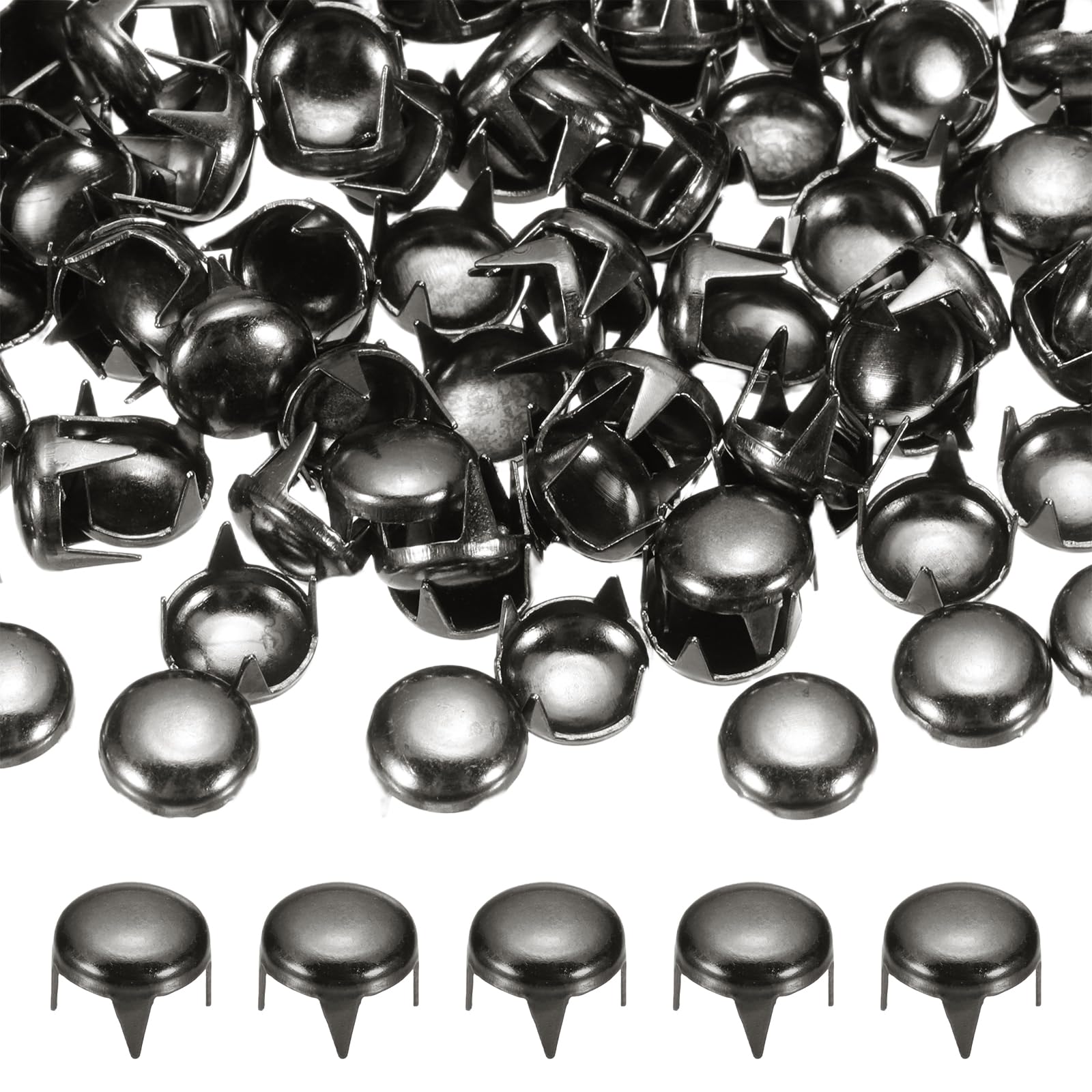 6mm Round Dome Rivet, 90 Pcs Metal 4 Claw Spike Spot Stud Punk Rock Rivet Nailhead Diy Leather Crafting Decor Repair Clothing Belts Bags Shoes Bronze