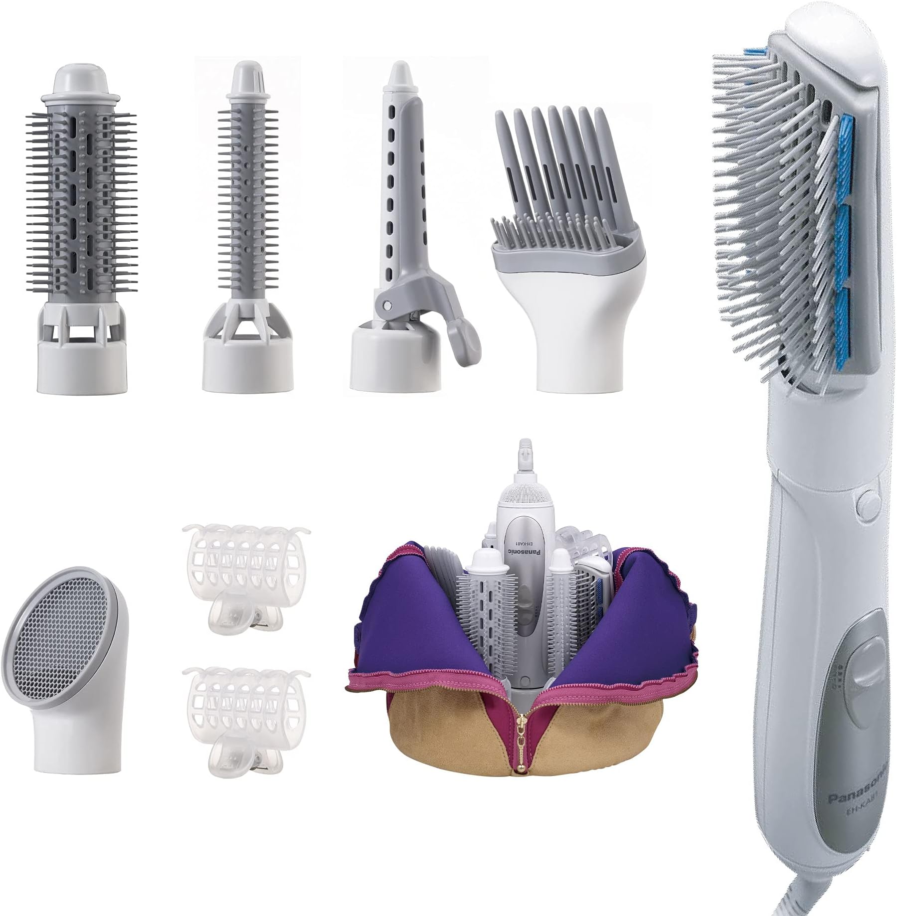 Eh Ka81 Hair Styler With 6 Attachments, Curler, Straightener & Dryer, White, 491.64179685.17