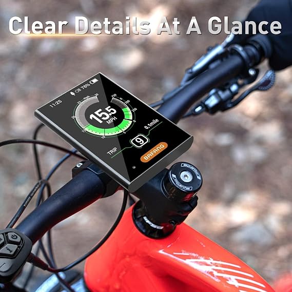 BAFANG 3.5in eBike Display DPC18 for BBS01B BBS02B BBS-HD Mid Motor 0-9 Pedal Assist Levels eBike Computer Display with Automatic Backlight UART Protocol