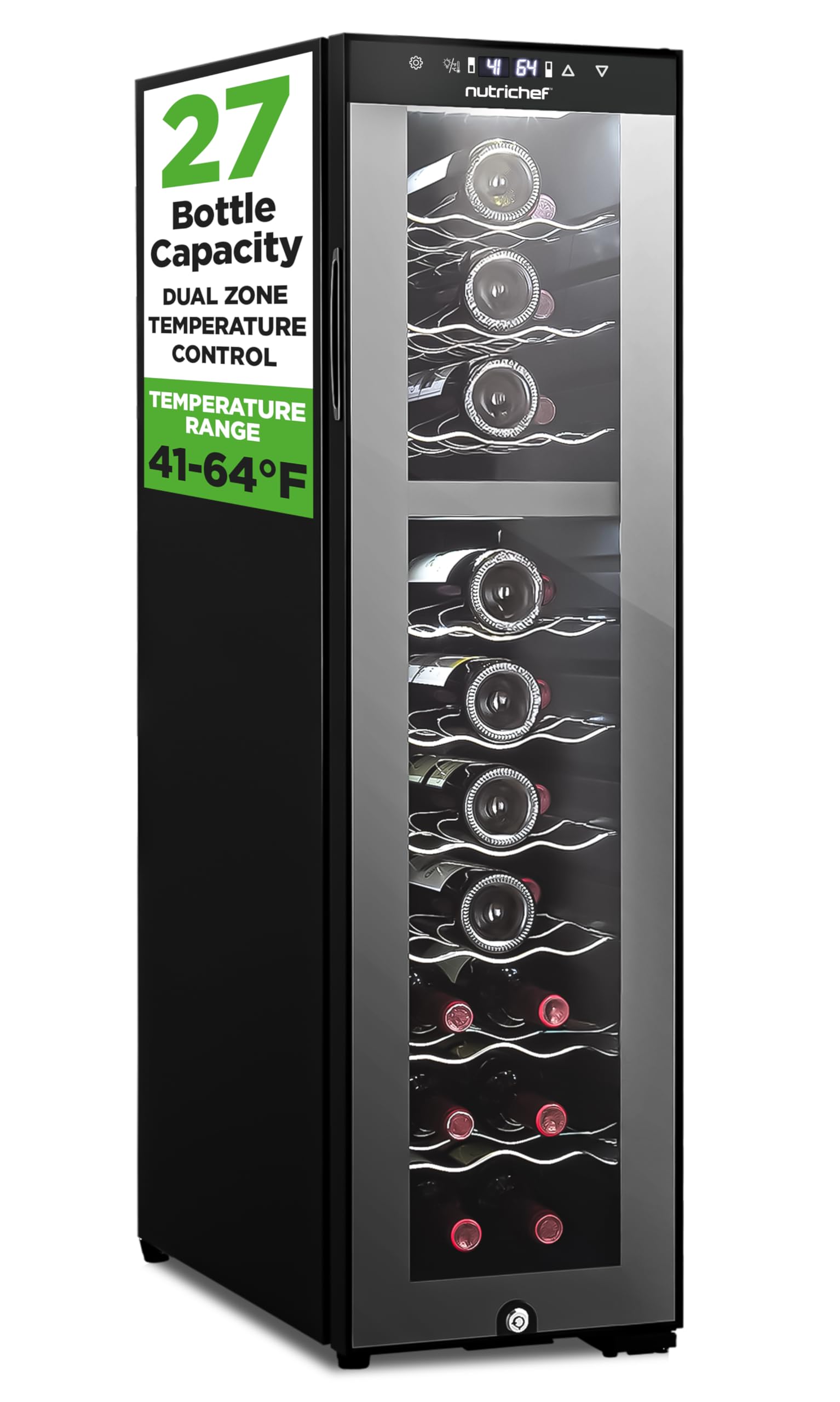 NutriChef PKCWCDS275 3 cu ft Wine Cooler Black