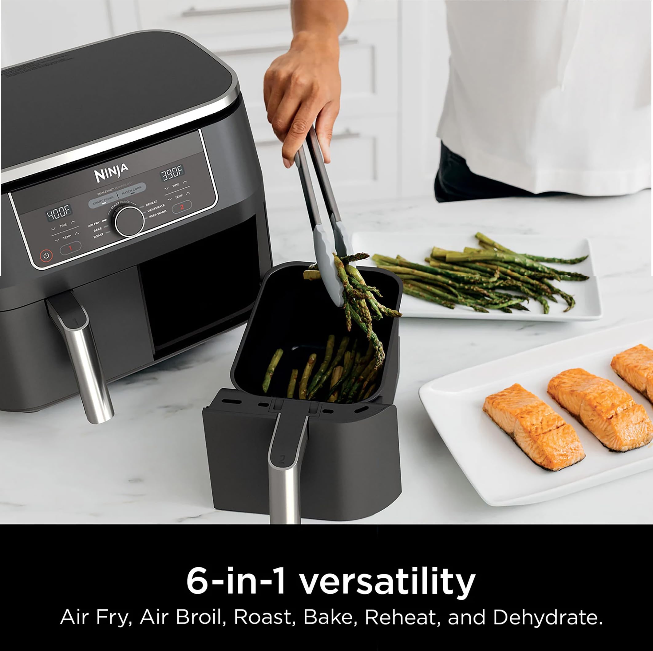 Amazon.com: Ninja AD150 Foodi 8 Quart 6-in-1 DualZone 2-Basket Air
