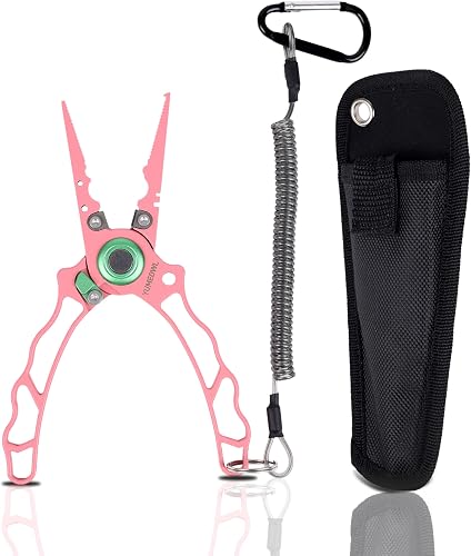 Fishing Pliers with Innovative Ergonomical Handle, Corrosion Saltwater Resistant,Fishing Multitool fishing-pliers, Pink-6.6"