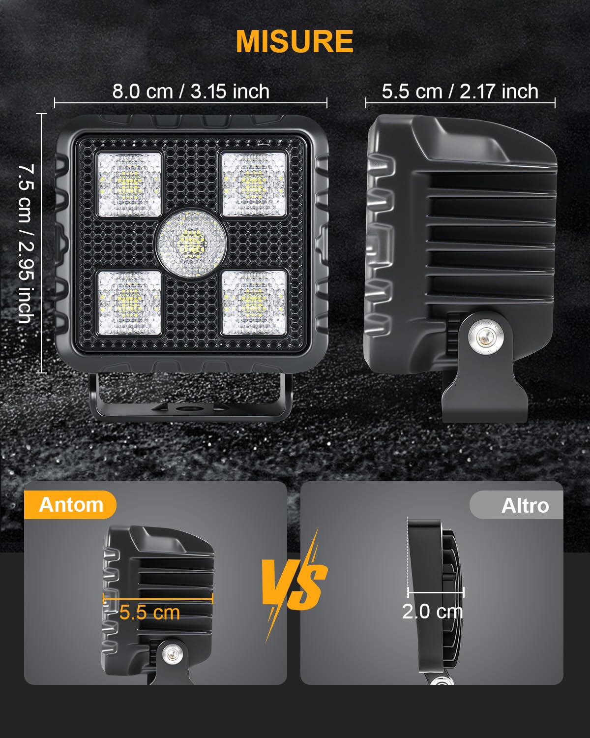 antom 2 Pezzi Fari LED 28000 Lumen Fari Aggiuntivi 12V 24V IP68 Con Chip LED Di Alta Qualità Per SUV, UTV, Escavatori, Trattori, ATV Fuoristrada.