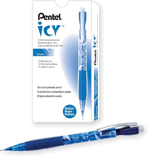 Pentel Icy Mechanical Pencil, (0.7mm), Blue Barrel, Box of 12 (AL27TC)