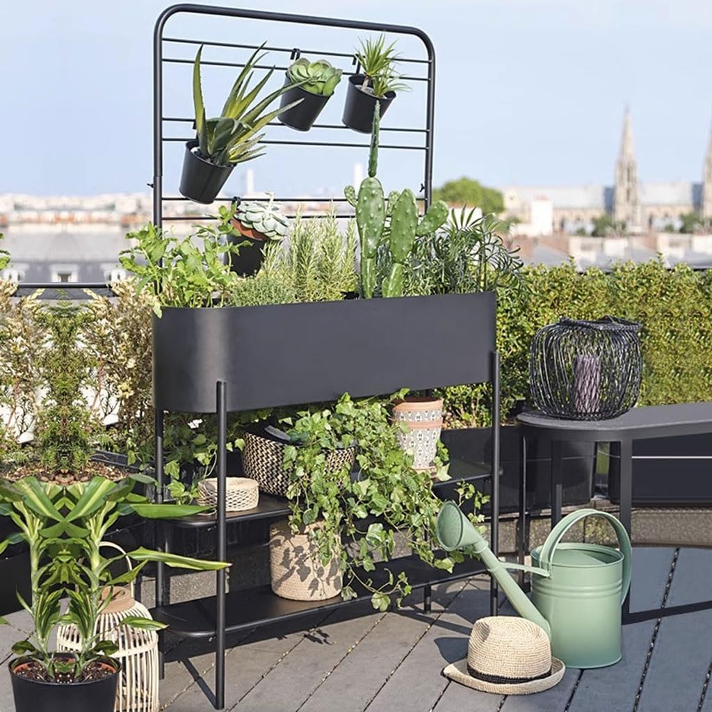 Tiered Plant Stand Indoor Outdoor Iron Garden Flower Stand Plant Rack Balcony Outdoor Floor-to-ceiling Partition Green Plant Rack Outdoor Plant Stands For Patio