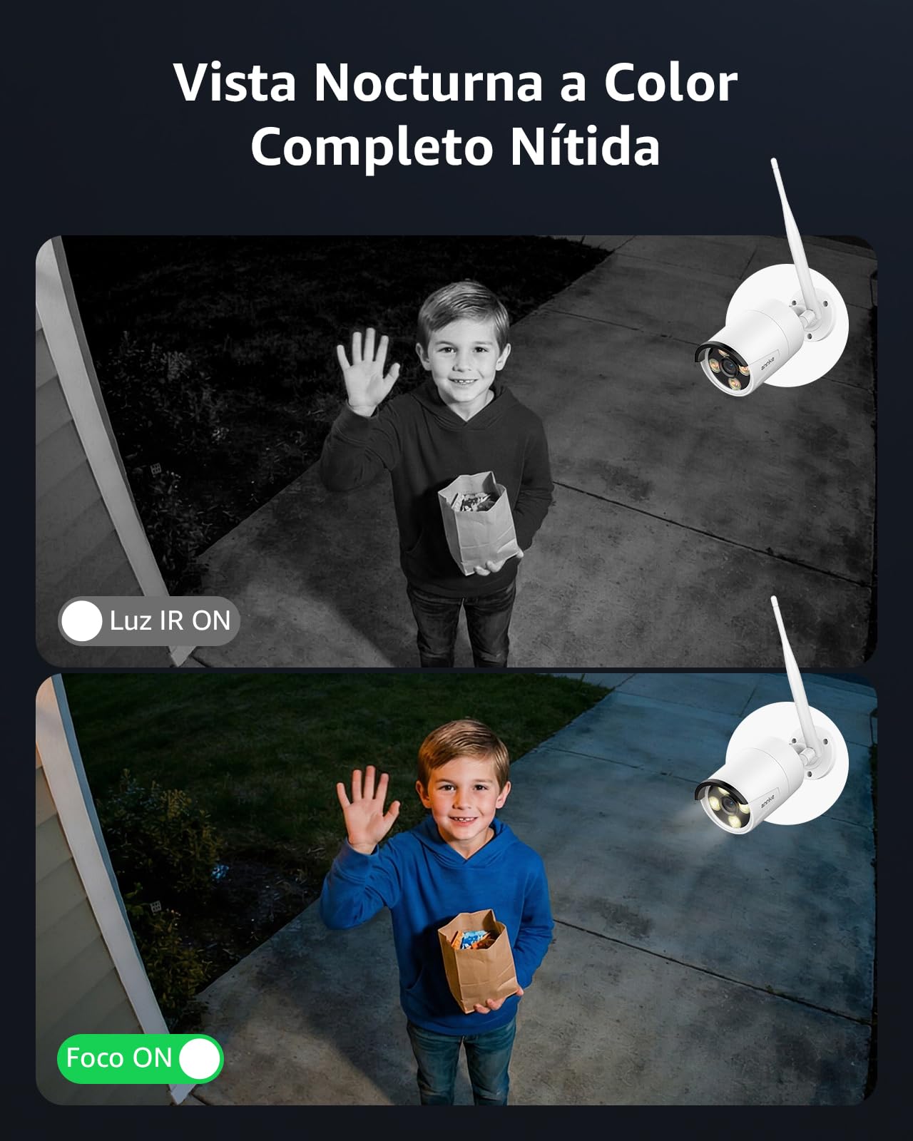 ANNKE Kit Cámaras de Vigilancia WiFi con 7" Monitor, 4CH NVR, 2X 2K Cámaras IP de Seguridad Exterior, Visión Nocturna en Color, Audio Bidireccional, Detección de Persona, Grabación 24/7, 64 GB