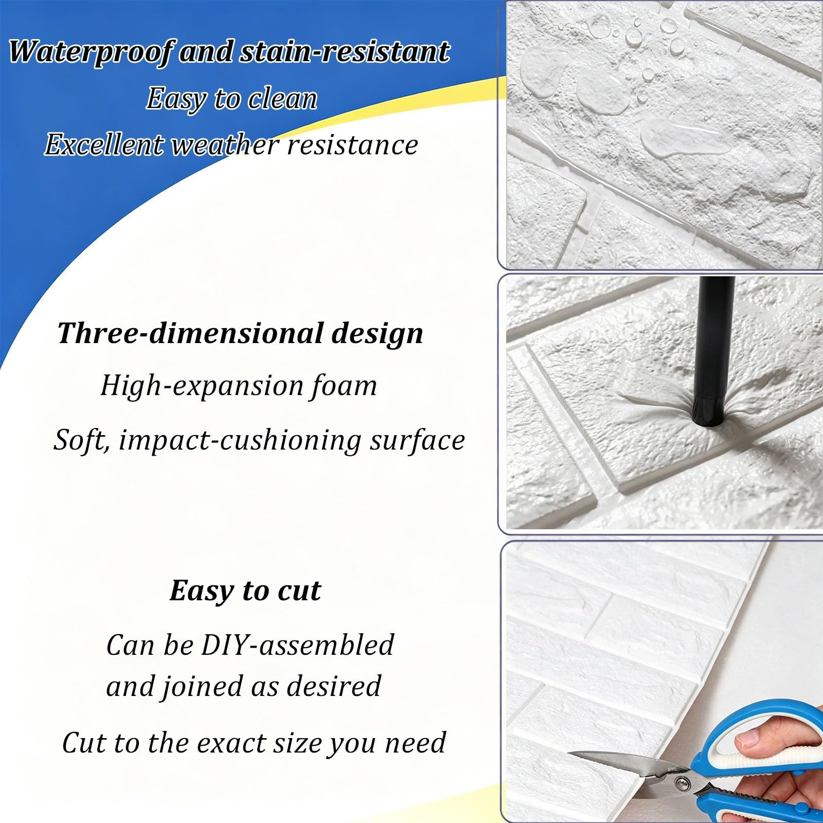 Revestimiento decorativo de pared con efecto piedra, panel para dormitorio | Paneles autoadhesivos de espuma de polietileno (PE) para paredes, salas de estar, fondos de TV y techos(Gray)