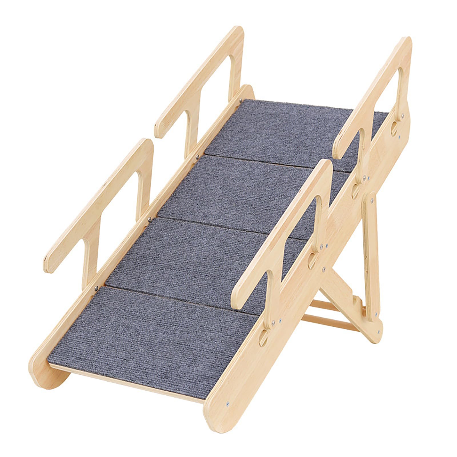 Escaleras y rampa para Perros, escaleras Plegables para Mascotas | Altura Ajustable para Sofá Cama, Rascador de Fieltro Antideslizante, Rampa de Madera Plegable para Gatos Perros(Four-Tier)