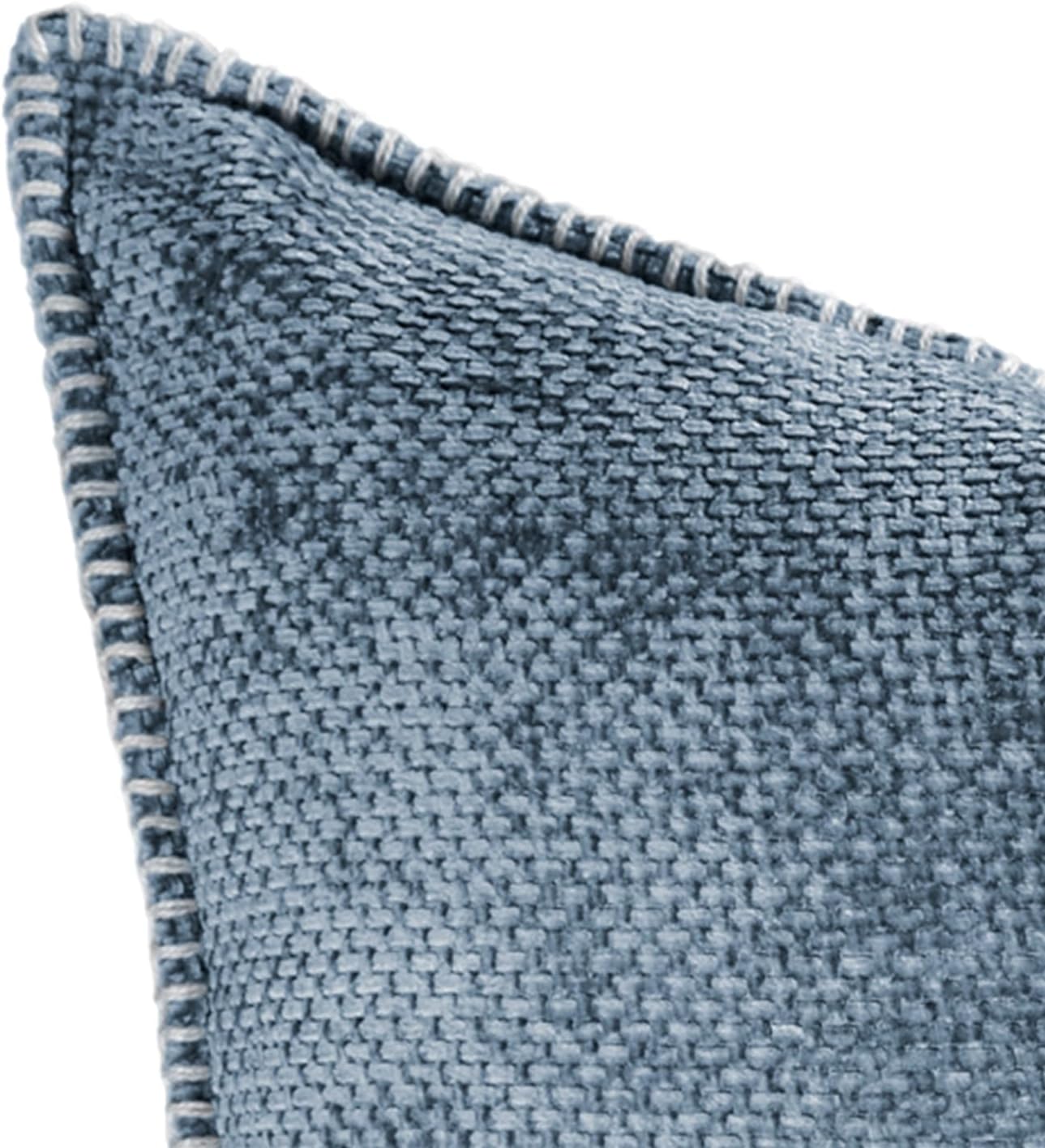 Austin Horn Classics Chenille Pillows with Blanket Stitch Cover Only Set of 2 Blue 13"X20"