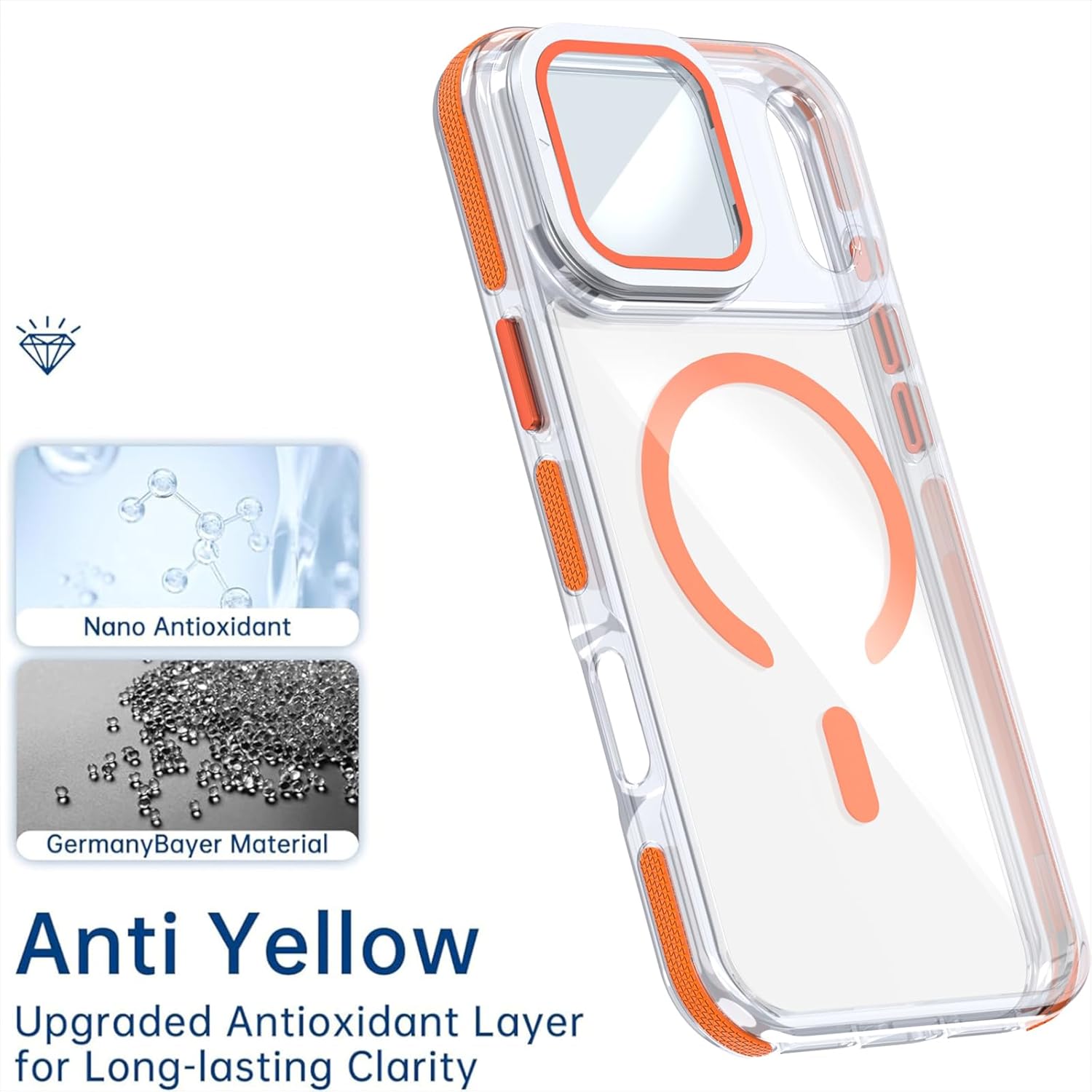 for iPhone 17 Pro Max Magnetic Clear Case, MagSafe Compatible, Kickstand & Lens Protection, Soft Shockproof Bumper, Non-Yellowing Cover with Wrist Lanyard