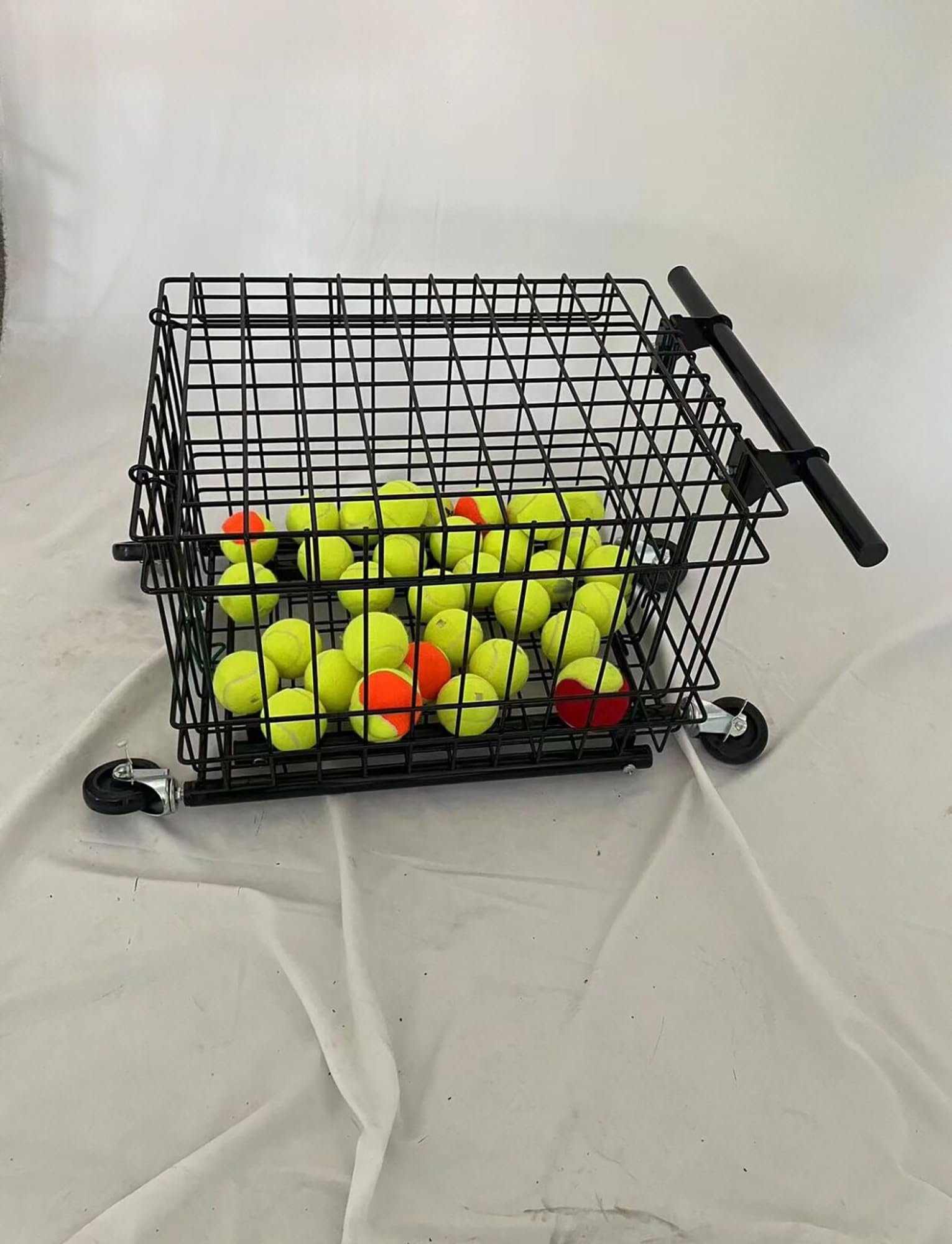 Carrello da tennis con ruote, cestino portatile per raccogliere le palline, contiene 350 palline, ideale per allenatori e giocatori, leggero e facile da trasportare
