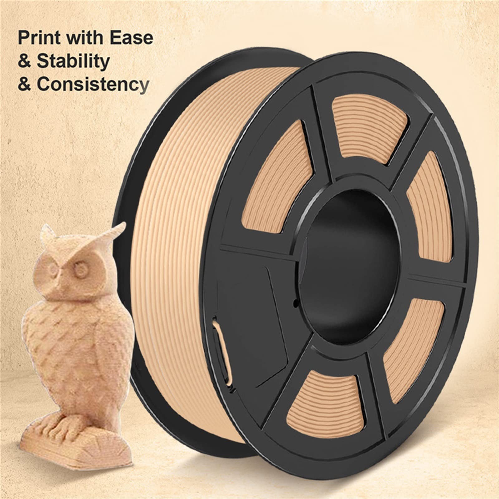 Filamento PLA, Filamento for impresora 3D, color madera, imitación madera maciza, filamento PLA 1.75, bobina de 1 kg, suministros for impresión 3D