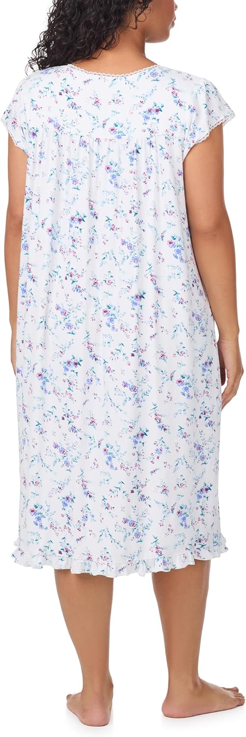 Eileen West Sleepwear & Loungewear for Women - Cotton Pointelle Knit Collection - Lightweight Cap Sleeve Waltz Nightgown - Image 3