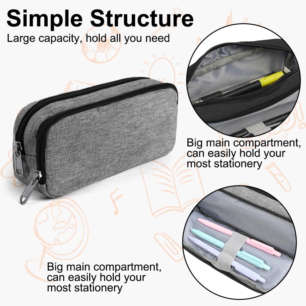 OFFCUP Pencil Case for Large Capacity Gray Stationery Pencils Case Bag, Durable Shell Pen Maker Pencil Pouch - Image 3