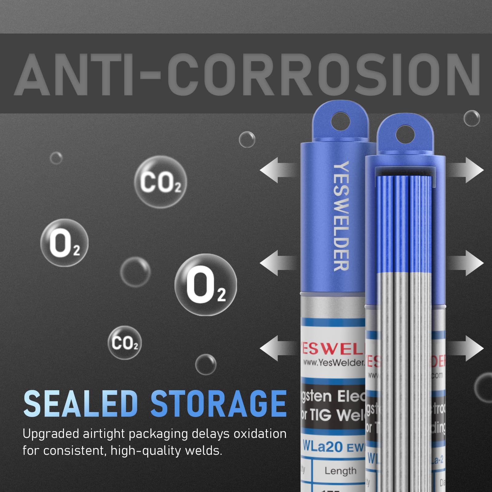 TIG Electrodo de tungsteno de soldadura 2% Lanthanated 5 unidades 3/32 pulgadas y 5 unidades 1/8 pulgadas por 7 pulgadas (azul, EWLa-2) YESWELDER | Paquete de 5 unidades de 0.08 pulgadas y 5 unidades de 0.12 x 7 pulgadas, color azul, WL20/EWLa-2