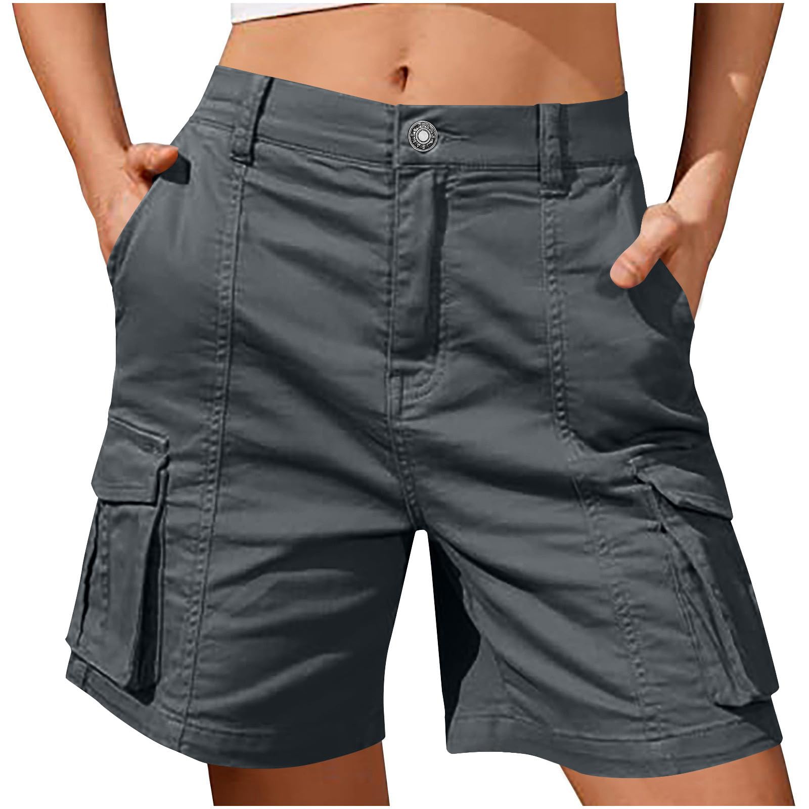 RLEHJN Cargo Shorts Damen,Sommer Kurze Cargohose Outdoor Arbeitshose Kurz Jeans Bermudas Knielang Stoffhose Wandershorts Trekkinghose Y2k Sommershorts Baggy Freizeitshorts Jorts mit Multi Taschen