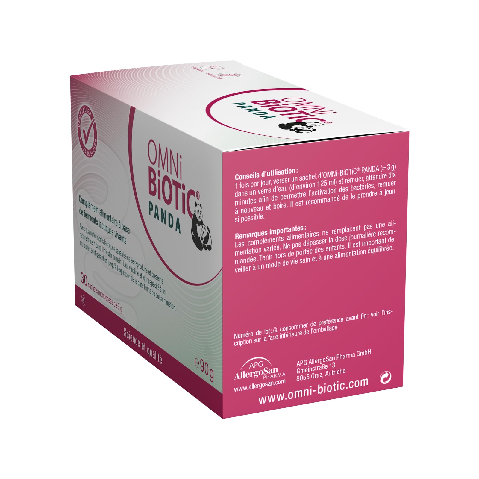 OMNi-BiOTiC PANDA | Probiotique bébé & femme enceinte | Flore intestinale | 4 souches bactériennes | 3 milliards d’UFC par dose journalière | 30 sachets | En poudre