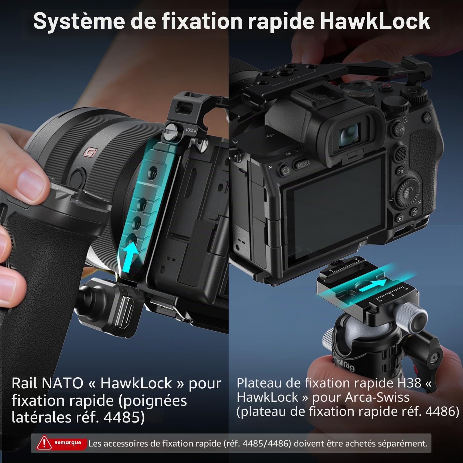 SMALLRIG Kit de Cage à Libération Rapide HawkLock pour Sony Alpha 7R V/Alpha 7 IV/Alpha 7S III/Alpha 1 / Alpha 7R IV/Alpha 7 V, Cage Complète avec Poignée Supérieure et Pince de Câble - 3668C