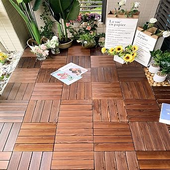 Amazon Co Jp ウッドデッキ ウッドパネル ウッドデッキパネル フロアデッキ ウッドタイル デッキパネル ガーデニング 天然木製タイル 30 30 2 2cm 炭化 防腐木材 Diy用品 嵌め込む簡単 敷くだけデッキ 連結 ジョイント式 デッキパネル 防水 滑り止め 庭 縁台 屋外 屋内