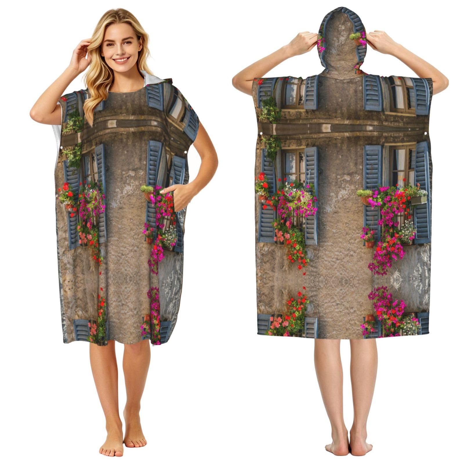 Peignoir à capuche séchage rapide piscine et plage | Robe de chambre légère