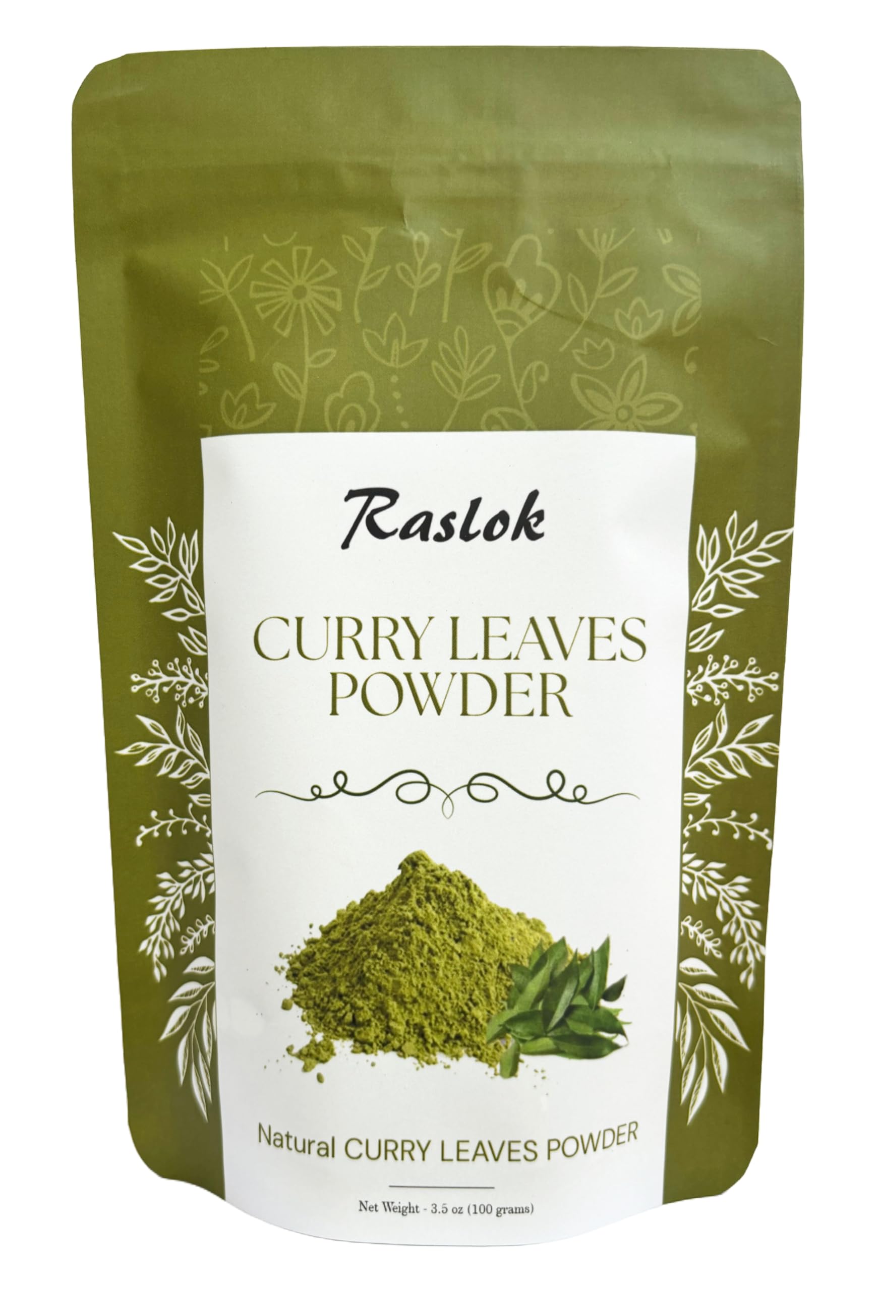 Raslok Curry Leaf Powder, 3.52 oz - Promotes Hair Growth, Thickens & Boosts Hair Volume for Fuller, Longer, Healthier Looking Hair