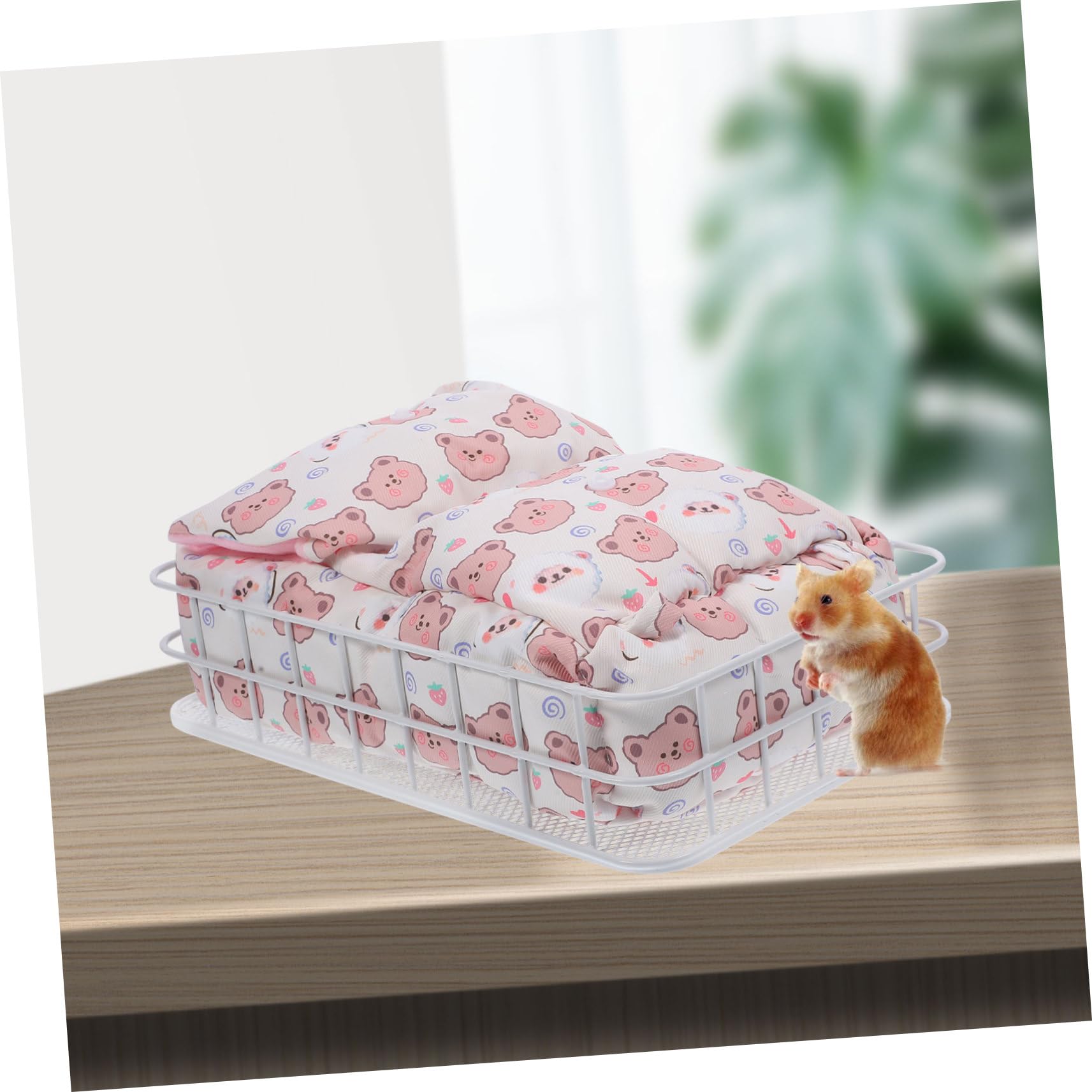 HANABASS Hamster Schlafhängematte aus Metall und Baumwolle Dicke Konstruktion für Kleine Haustiere Warmes und Bequemes Bett für Käfig und Winter