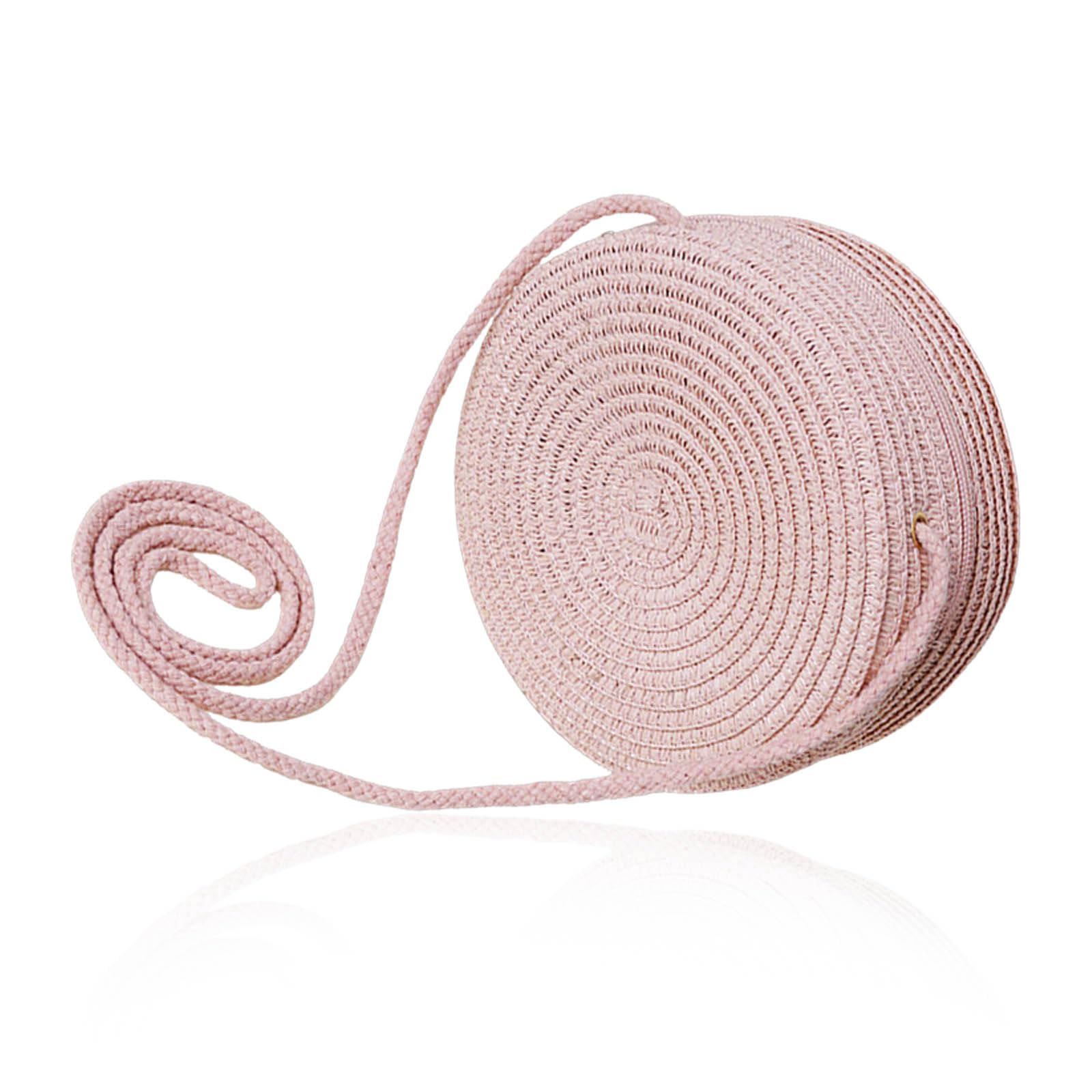 Bolso de hombro trenzado pequeño en rosa claro ideal para viajes y playa