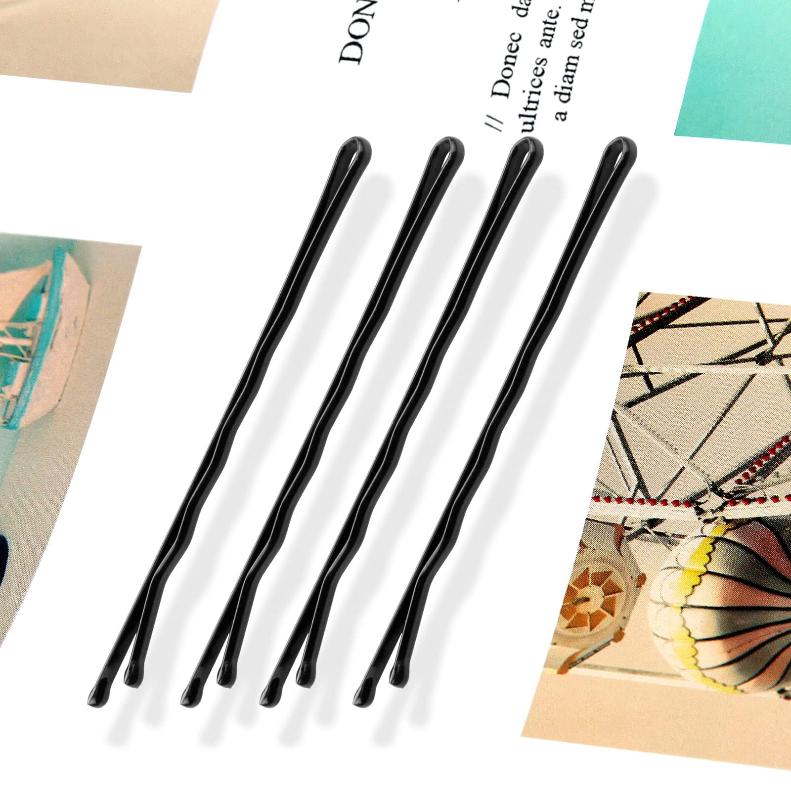 Mbsomnus 50 Piezas Horquillas Pelo Mujer Negro Bobby Pins 7cm Onduladas