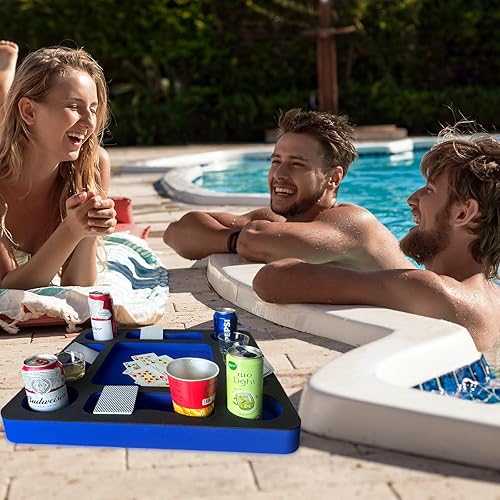 Miniatura 3 de Mesa flotante de juegos de piscina para adultos, soporte para bebidas todo en uno y estación de refrigerio para piscina, playa, bañera de